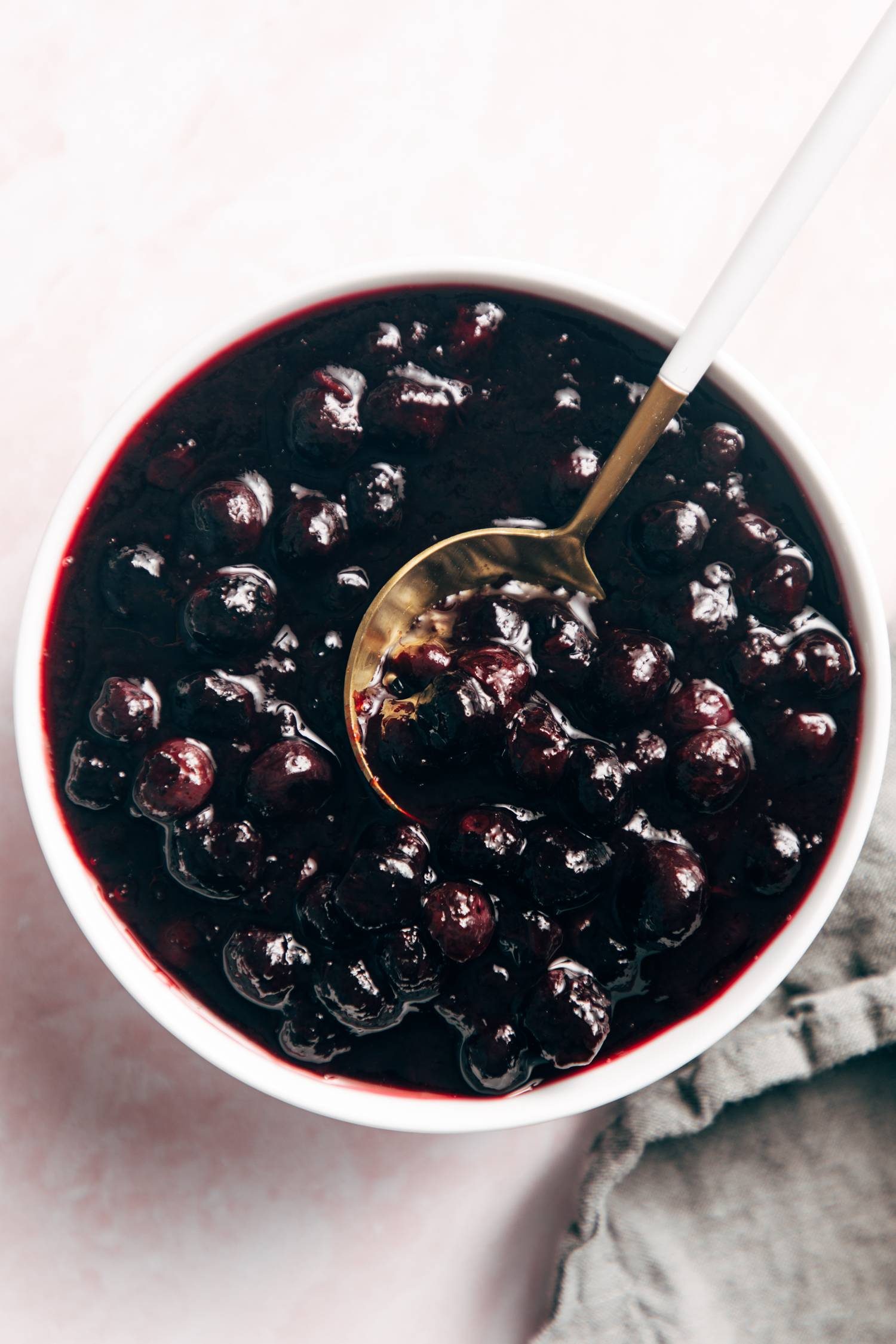 Blueberry sauce in a bowl.