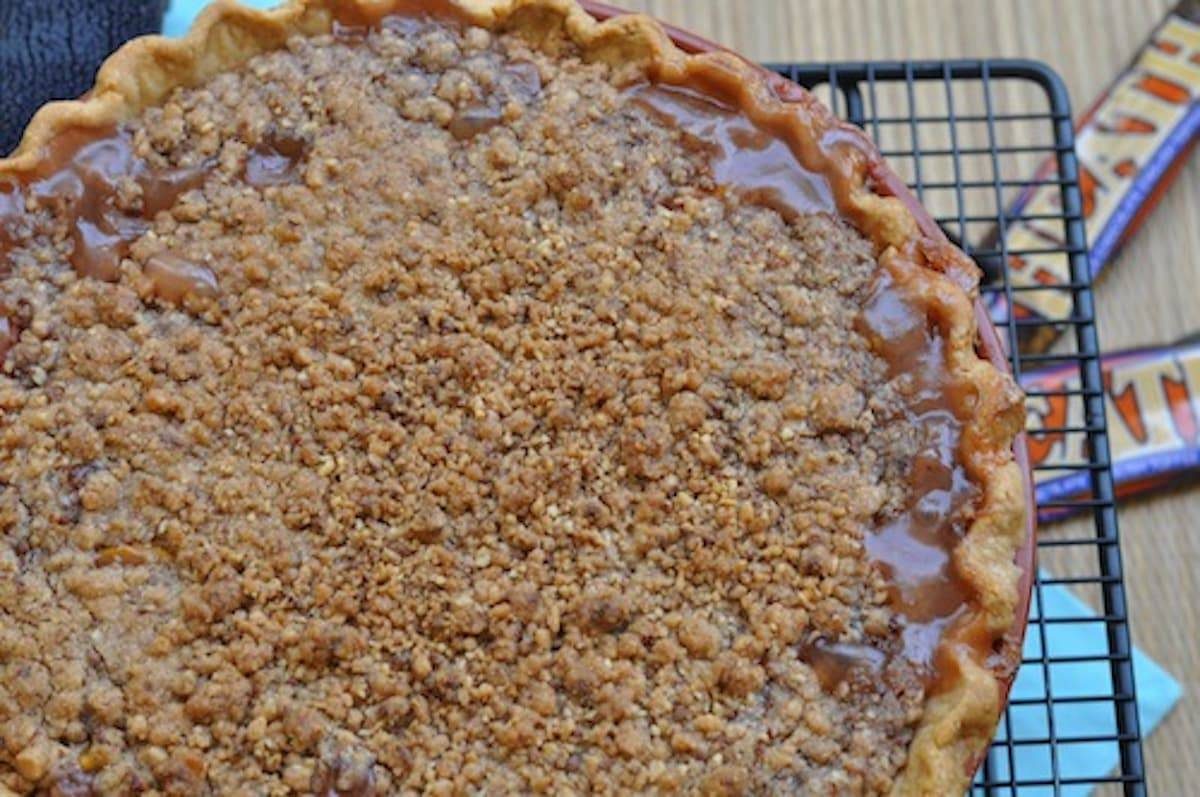 Peach pie on a drying rack.